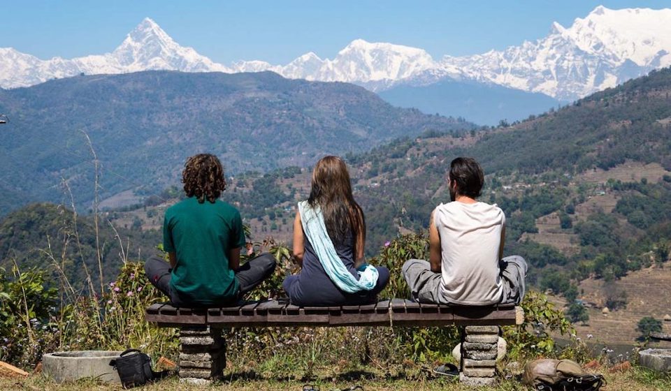Mesmerised by the view 3 people mesmerised by the view on the Annapurna, Panchase Trekking Tour